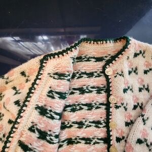 1950's cardigan floral wool